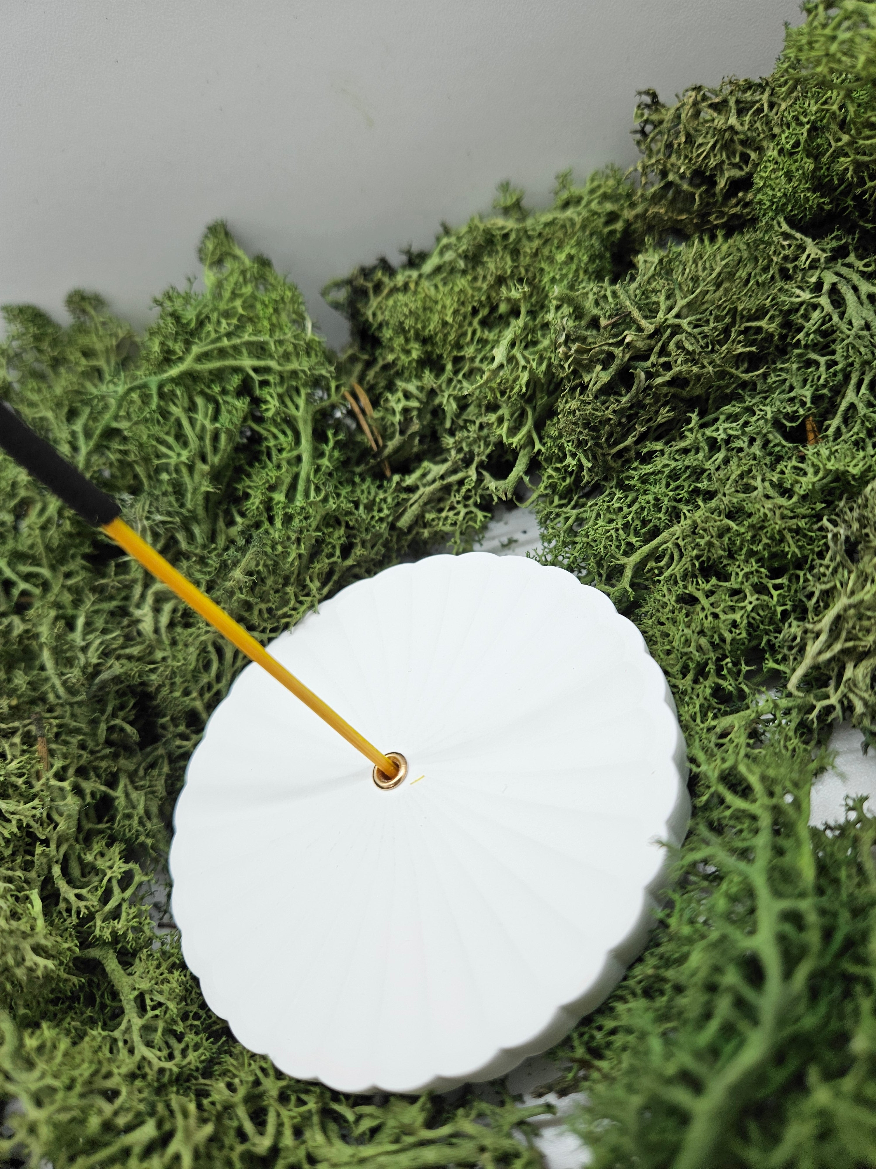 Røkelsesholder Hvit Rund